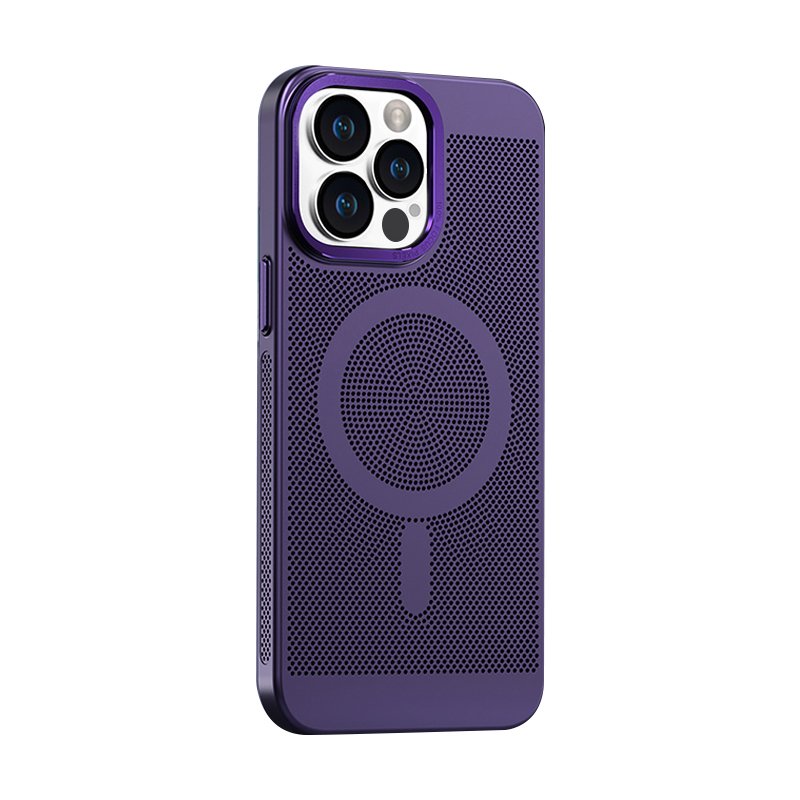 2024 New Slim Summer Cooling Wireless Charging PC Mobile Phone Cases for iPhone 16 15 14 Pro Max Breathable Magnetic Phone Cases