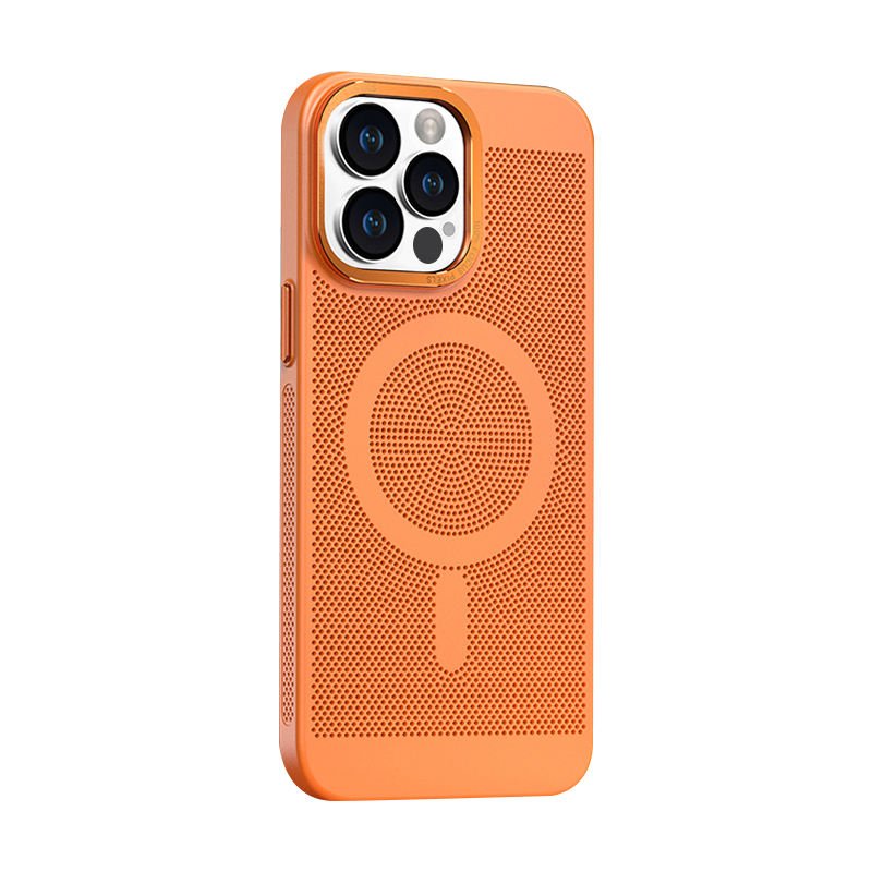 2024 New Slim Summer Cooling Wireless Charging PC Mobile Phone Cases for iPhone 16 15 14 Pro Max Breathable Magnetic Phone Cases