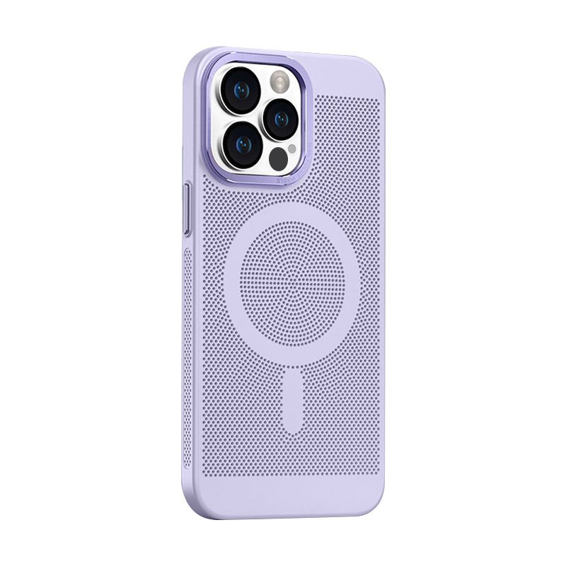 2024 New Slim Summer Cooling Wireless Charging PC Mobile Phone Cases for iPhone 16 15 14 Pro Max Breathable Magnetic Phone Cases