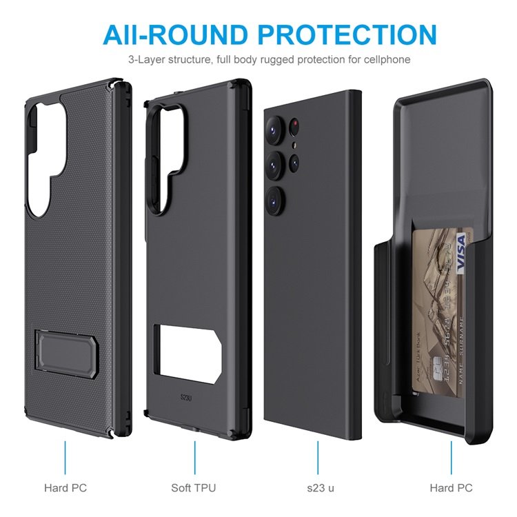 Luxury Holster Belt Clip Back Cover PC Card Slot Holder Kickstand Mobile Phone Case For Samsung Galaxy S22 S23 Ultra