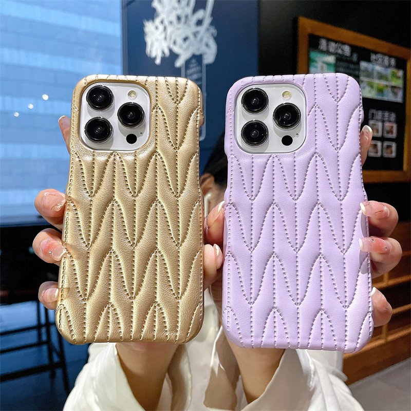 High-grade leather diamond pattern fashion mobile phone case for iPhone16promax 15pro anti-fall 14 13 best-selling 12 11