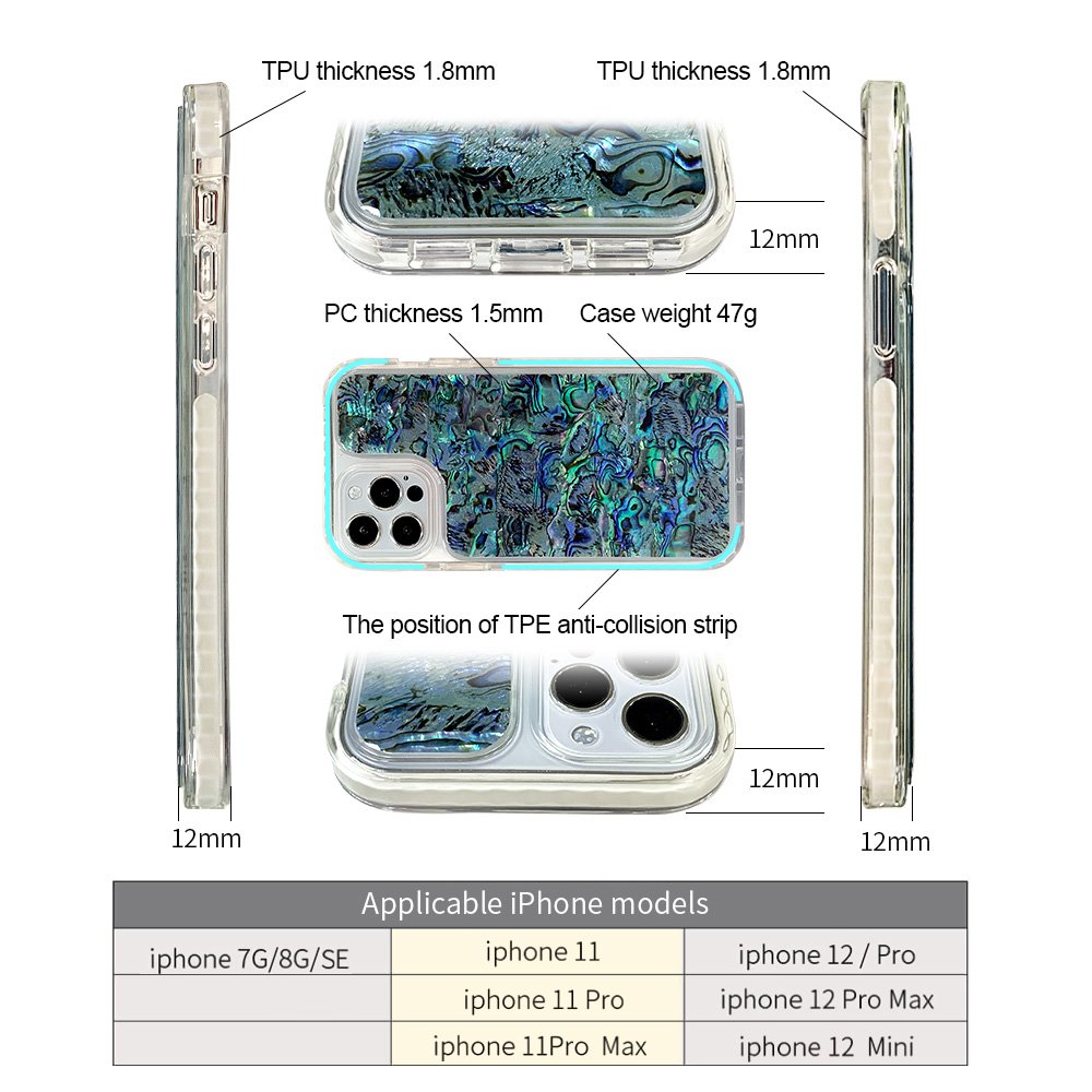 2024 Wholesale Custom Waterproof Carbon Fiber tpu pc tpe abalone shell Mobile Phone Back Covers Case For Iphone 13 12 Pro max