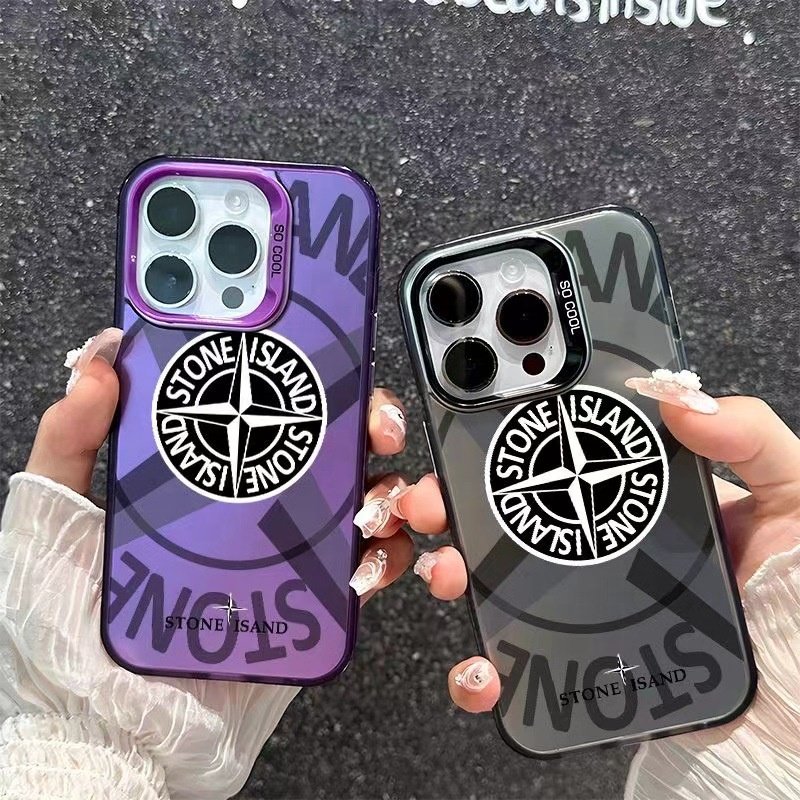 Color Silver IMD Personalized Trend Stone Island Mobile Phone Cases for iPhone 11 12 13 14 15 promax xsmax Phone Accessories