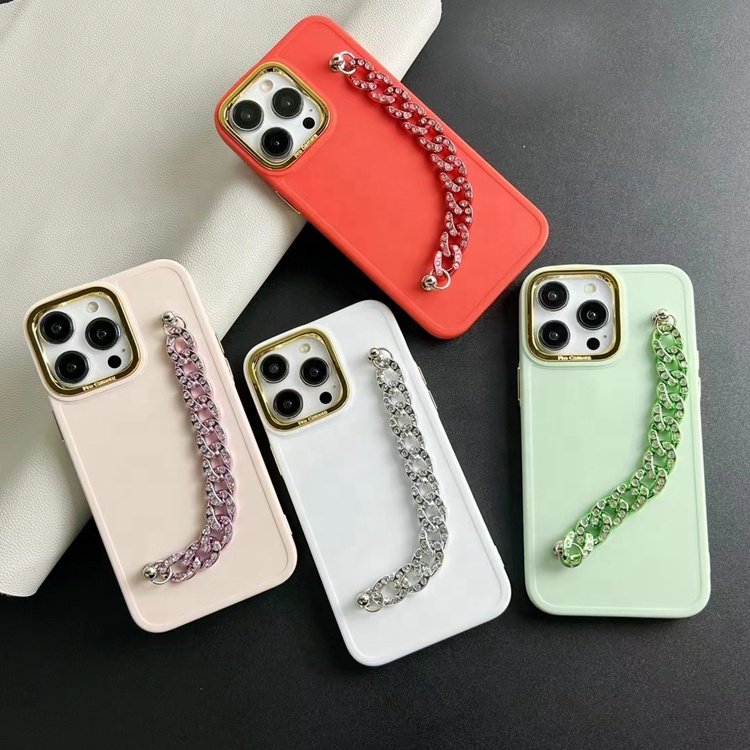 hot selling for redmi note 7 8 9 10 11 high quality pretty girl cross buckle with diamond hand chain wristband mobile phone case