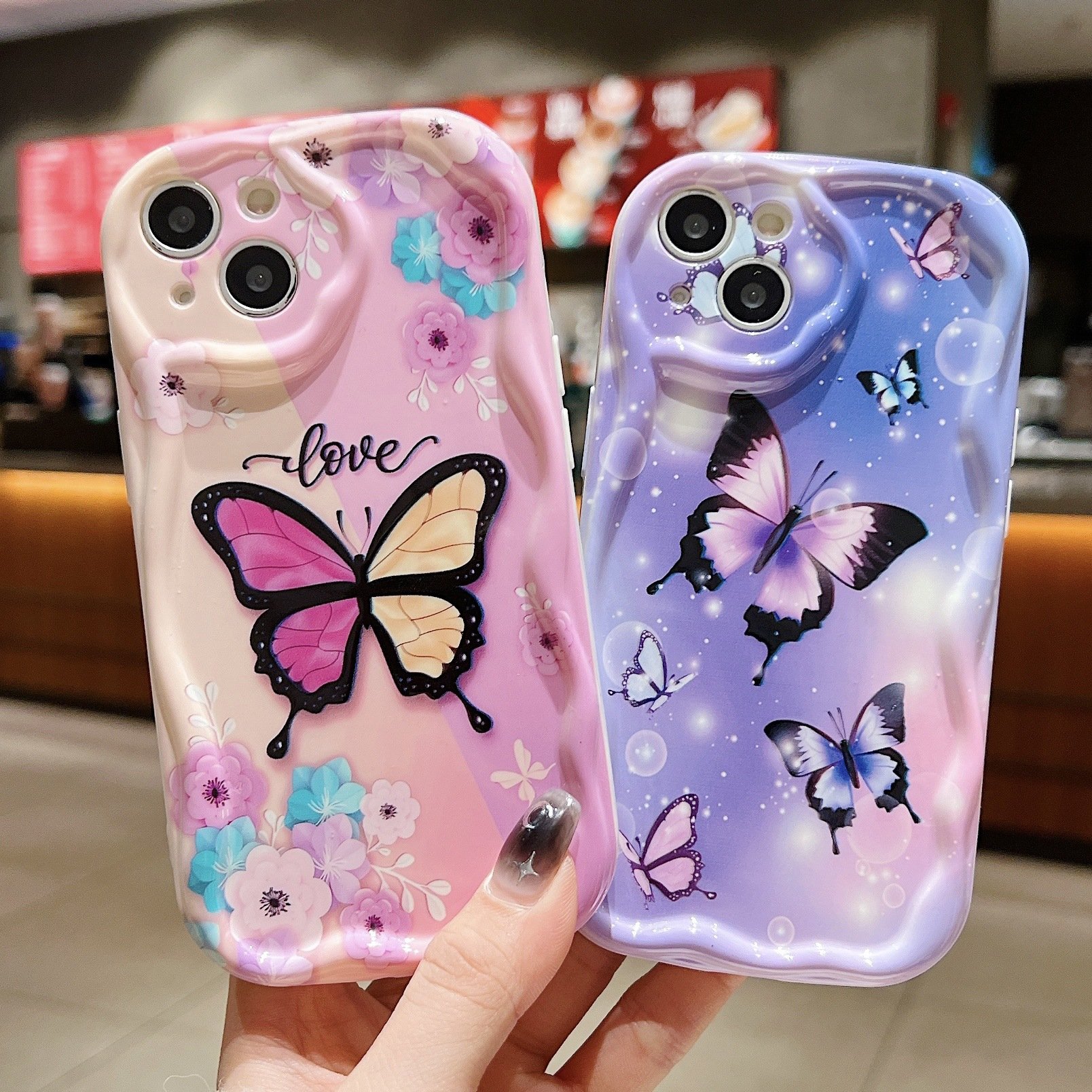 Flower Butterfly love pattern soft shockproof Mobile Phone Case For iphone 16 15 14 13 12 11 Pro Max
