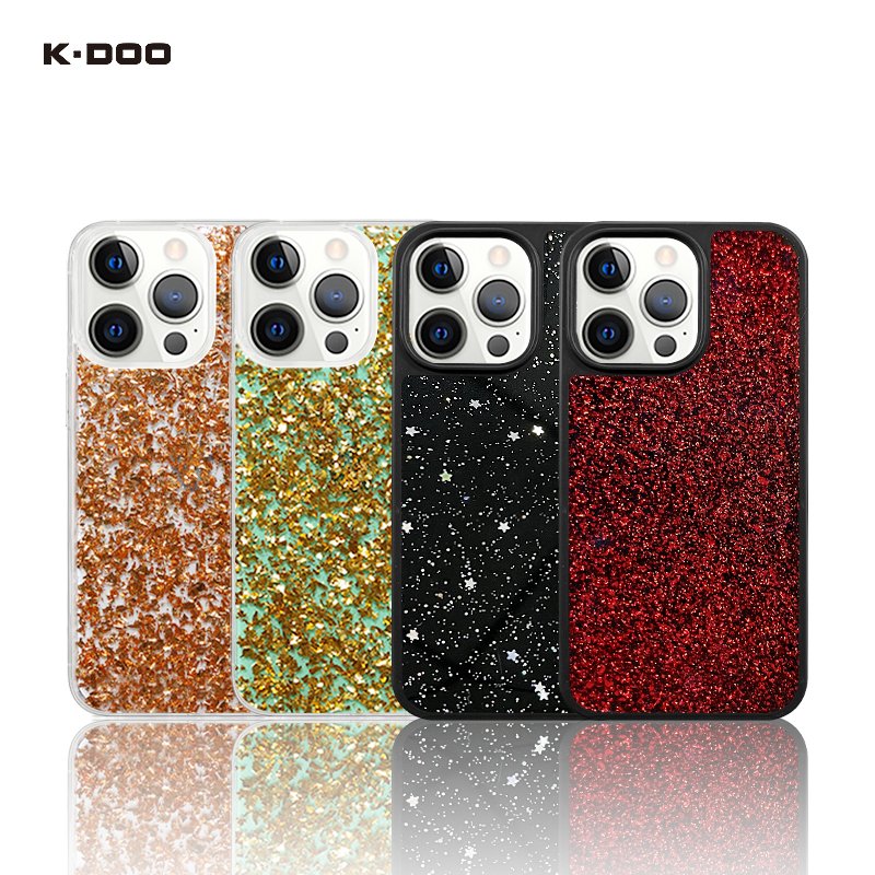 K-Doo Flash Shining Foil Papers Bling Bling Phone Protective Case Shockproof Back Cover for iPhone13/13mini/13pro/13promax