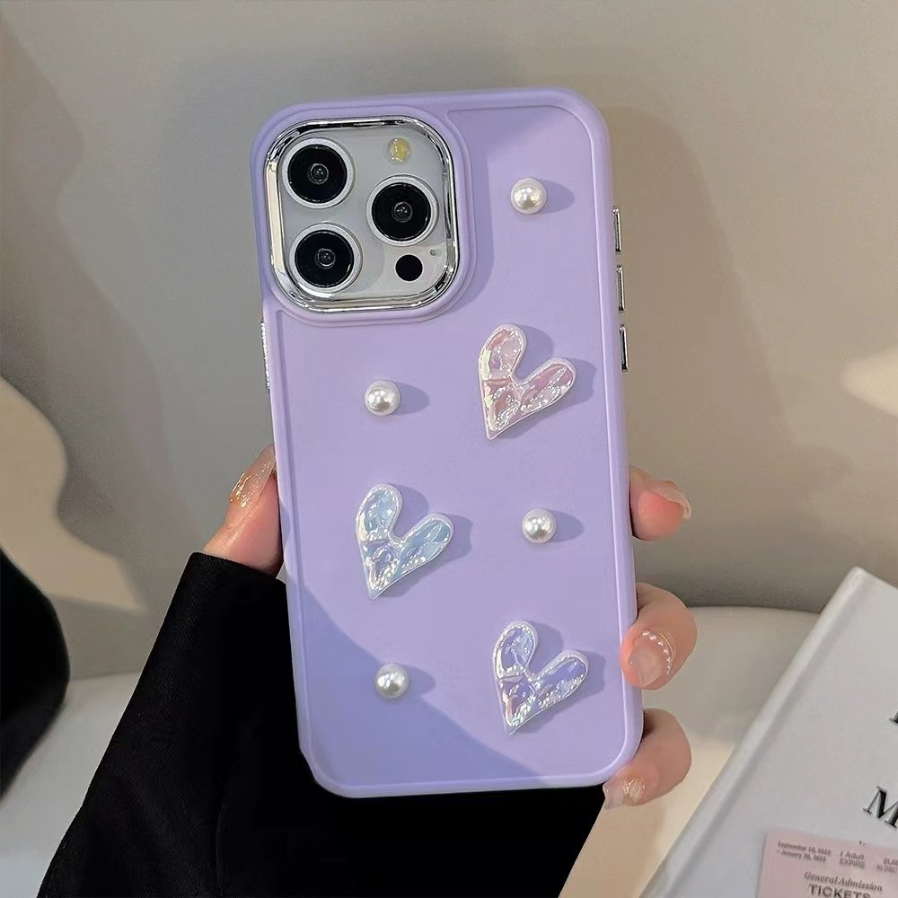 Pink Pearl Heart Xs max Phone Case for iPhone 16 15 pro max 14 plus 13 12 11 3D Girl TPU Soft Shockproof protective cover cheap