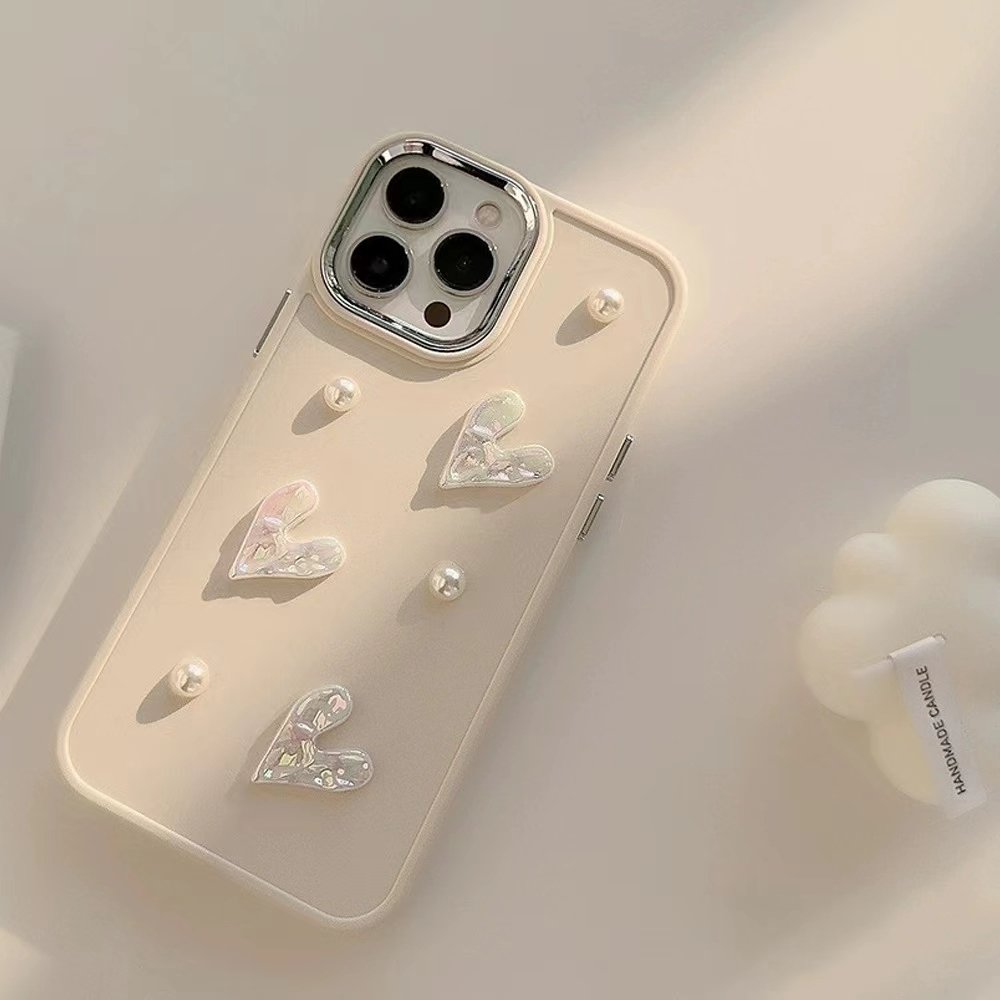 Pink Pearl Heart Xs max Phone Case for iPhone 16 15 pro max 14 plus 13 12 11 3D Girl TPU Soft Shockproof protective cover cheap
