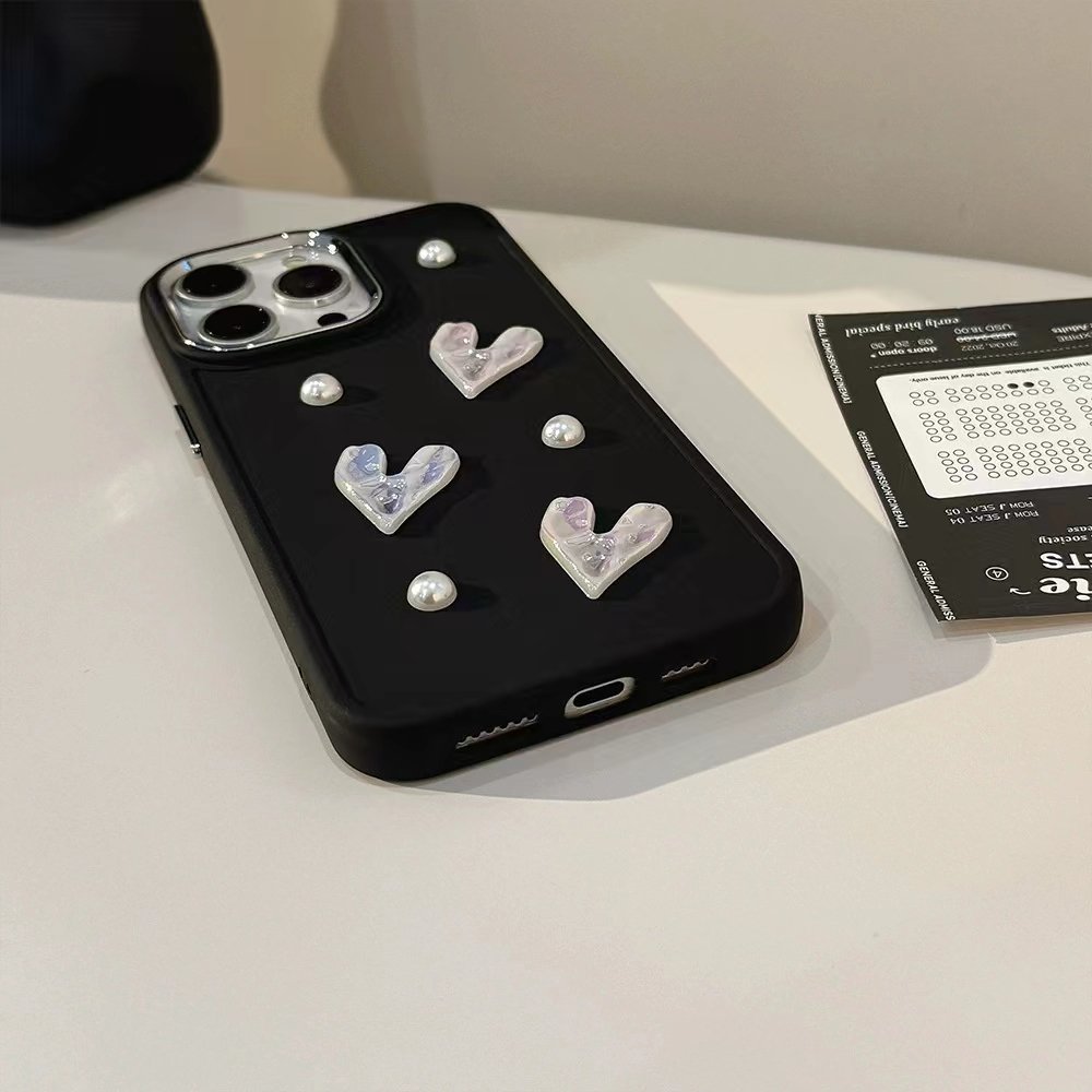 Pink Pearl Heart Xs max Phone Case for iPhone 16 15 pro max 14 plus 13 12 11 3D Girl TPU Soft Shockproof protective cover cheap