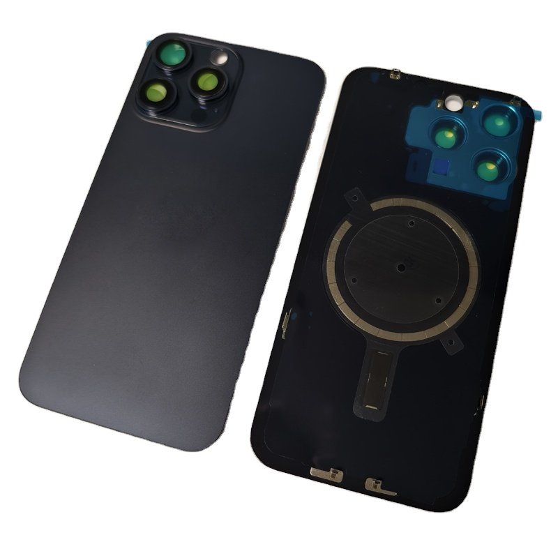 Wholesale For iPhone 15Pro 15 Pro max Back Glass Rear Cover with camera lens glass Metal Plate and Magnets Ring Housing Repair