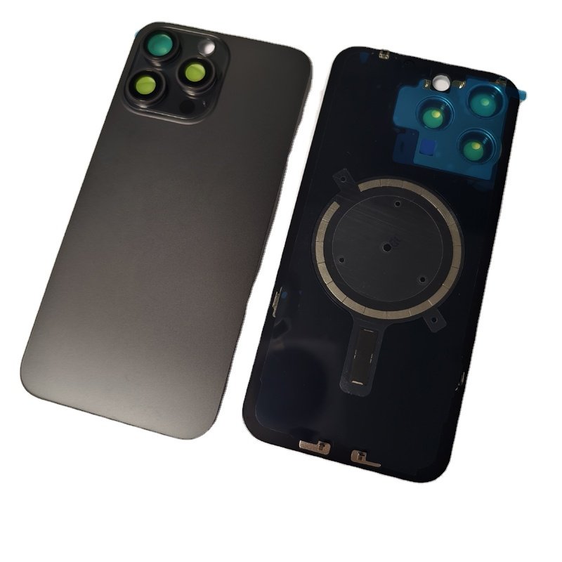 Wholesale For iPhone 15Pro 15 Pro max Back Glass Rear Cover with camera lens glass Metal Plate and Magnets Ring Housing Repair
