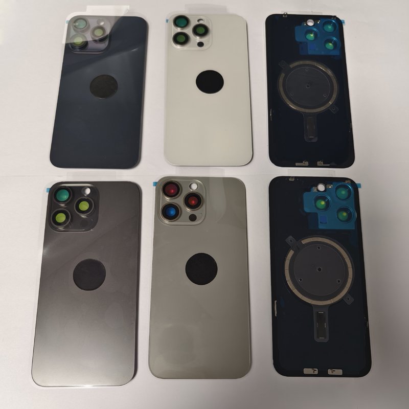 Wholesale For iPhone 15Pro 15 Pro max Back Glass Rear Cover with camera lens glass Metal Plate and Magnets Ring Housing Repair