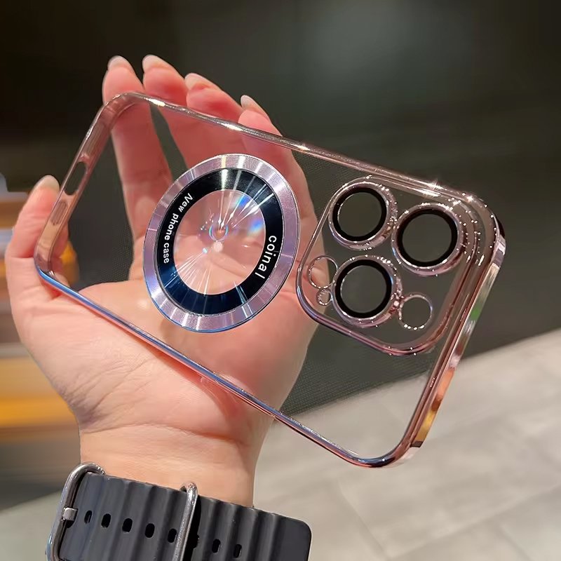 Women girl case camera protector magnetic clear mobile cover 3d electroplating phone case for iphone 15 14 pro max