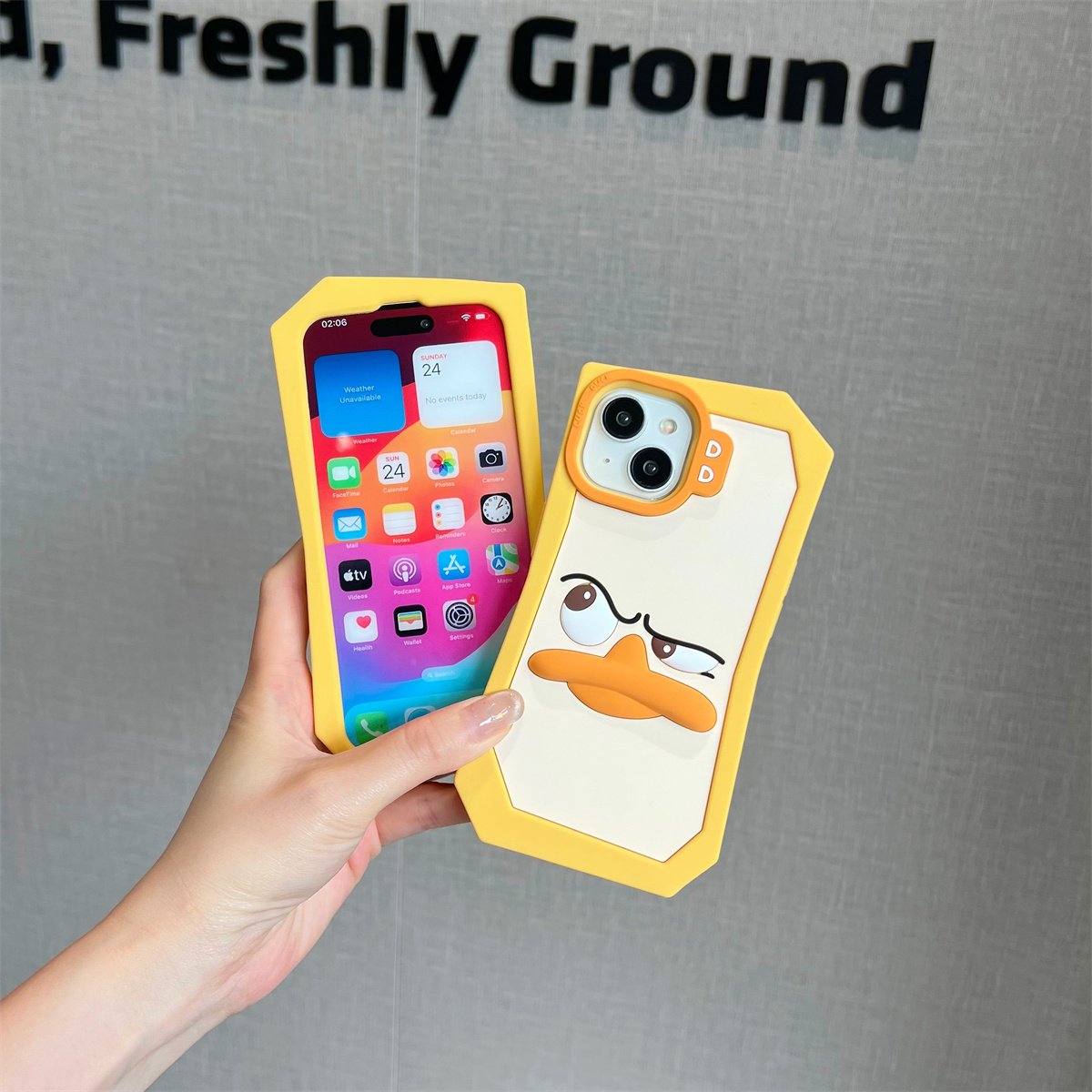 3d cartoon funny Ice duck silicone mobile phone case protective cover for iPhone 15 14 13 12 pro max
