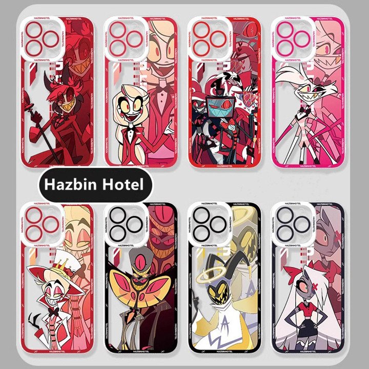 Cool cat Hazbin Hotel TPU Transparent Print Mobile Phone Case Cartoon Back Cover For iPhone 15 14 plus 13 12 mini 11 pro max XR