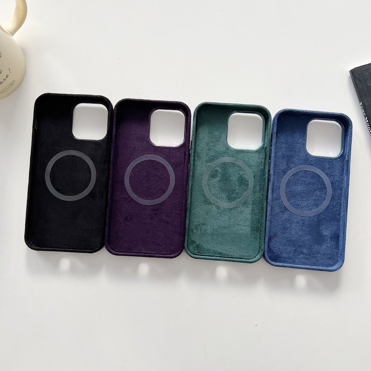 Luxury Business Style Suede Leather Magnetic Phone Case For iPhone 15 14 Pro Max 13 12