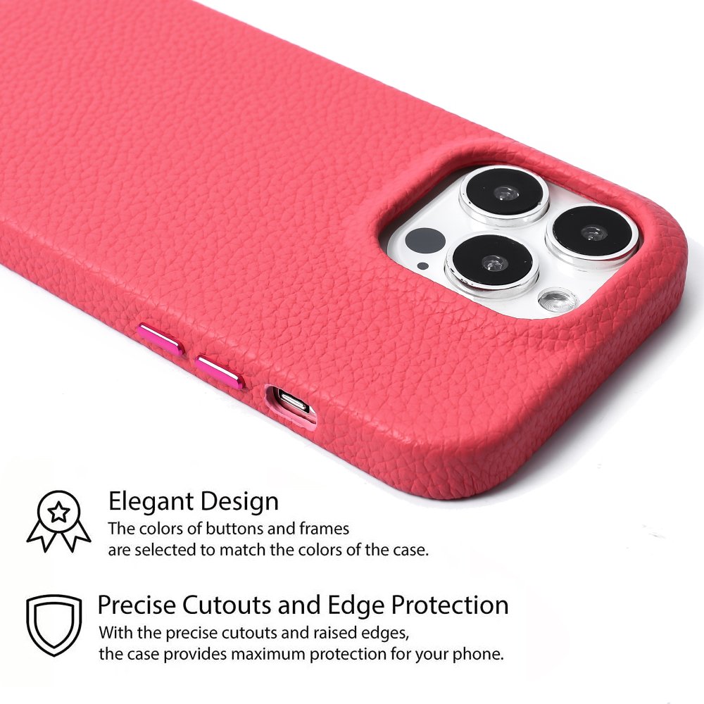Zenos New product Luxury Full Wrapped High Quality Vegan Leather Phone Case and Cover with Metal Button for iPhone 14 Pro