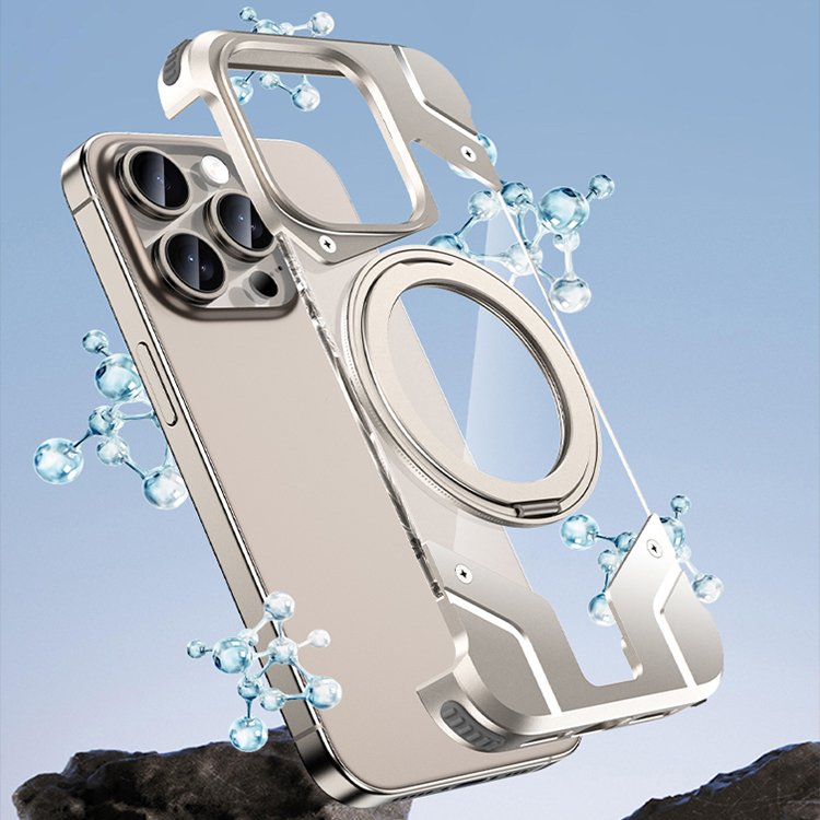 Aluminum Alloy Frame Phone Case For iPhone 15 16 Pro Max Magnetic Ring Holder Mobile Phone Shell For iPhone 14 13 12 11 Pro Max