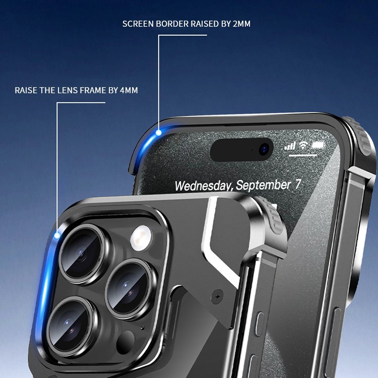Aluminum Alloy Frame Phone Case For iPhone 15 16 Pro Max Magnetic Ring Holder Mobile Phone Shell For iPhone 14 13 12 11 Pro Max