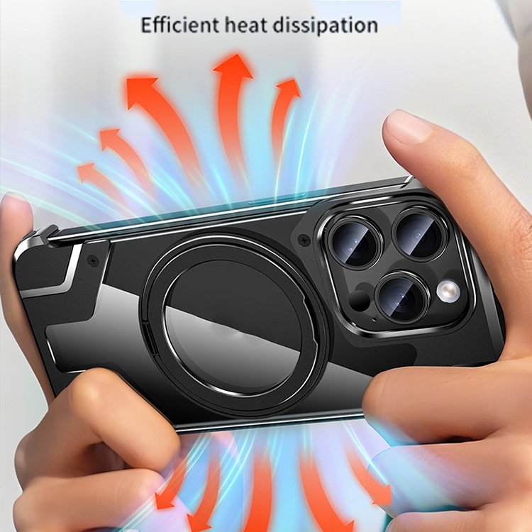 Aluminum Alloy Frame Phone Case For iPhone 15 16 Pro Max Magnetic Ring Holder Mobile Phone Shell For iPhone 14 13 12 11 Pro Max