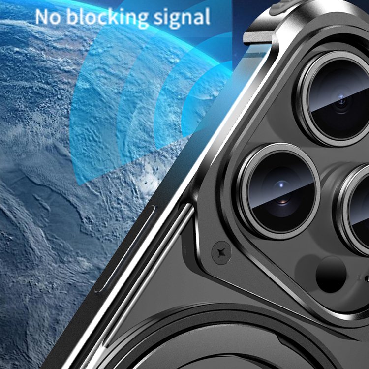 Aluminum Alloy Frame Phone Case For iPhone 15 16 Pro Max Magnetic Ring Holder Mobile Phone Shell For iPhone 14 13 12 11 Pro Max