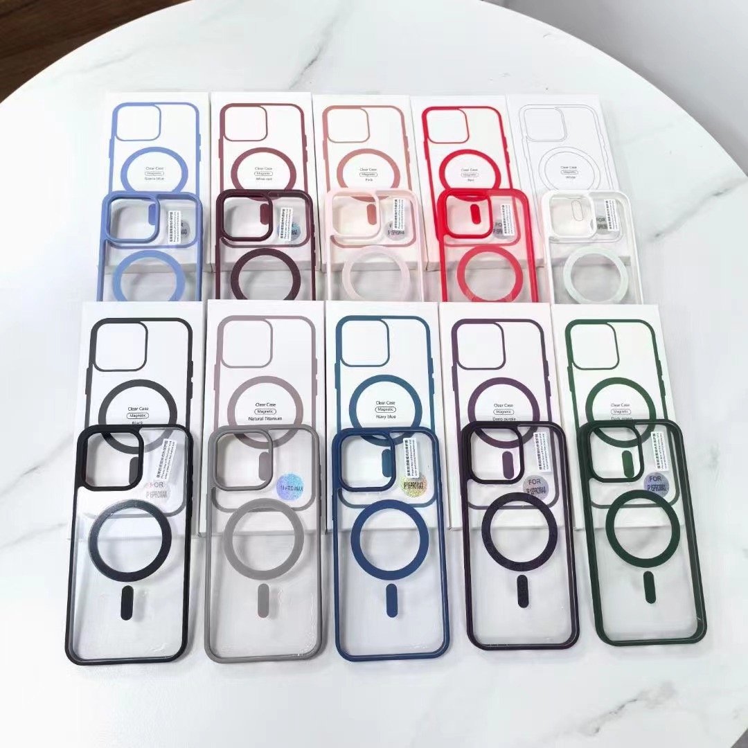 OEM Hot Selling Magnetic Transparent Acrylic Wireless Charging Phone Case for iPhone 16 15 14 13 Pro Max