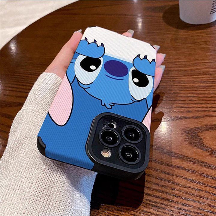 Fashion Cartoon Stitch TPU Leather Mobile Phone Case Cute Protect Back Cover For iPhone 15 plus 14 pro max 13 12 mini 11 XS XR