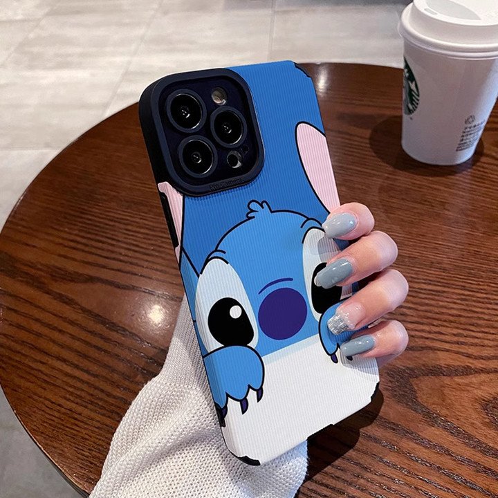 Fashion Cartoon Stitch TPU Leather Mobile Phone Case Cute Protect Back Cover For iPhone 15 plus 14 pro max 13 12 mini 11 XS XR