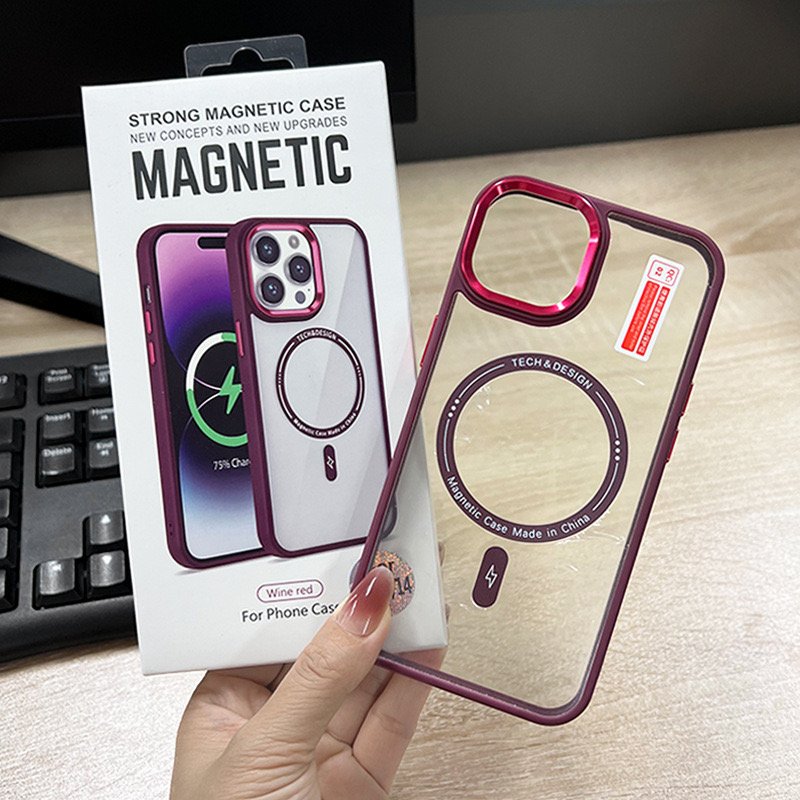Wholesale phone case For iphone 15 pro max Wireless Charging Magnetic case for iPhone 15 16 pro max transparent PC phone cover