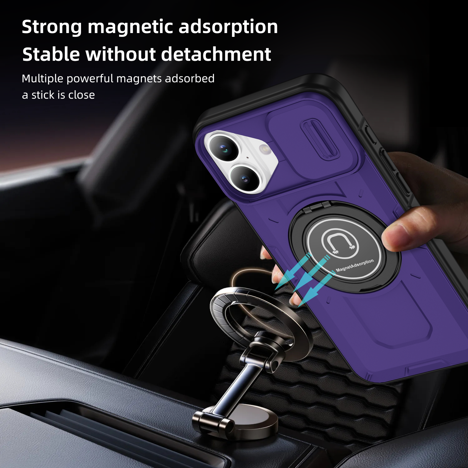 Hybrid Slide Window Camera mobile phone cases for iPhone 16 plus Magnetic Car Holder phone case For iPhone 16 15 14 13