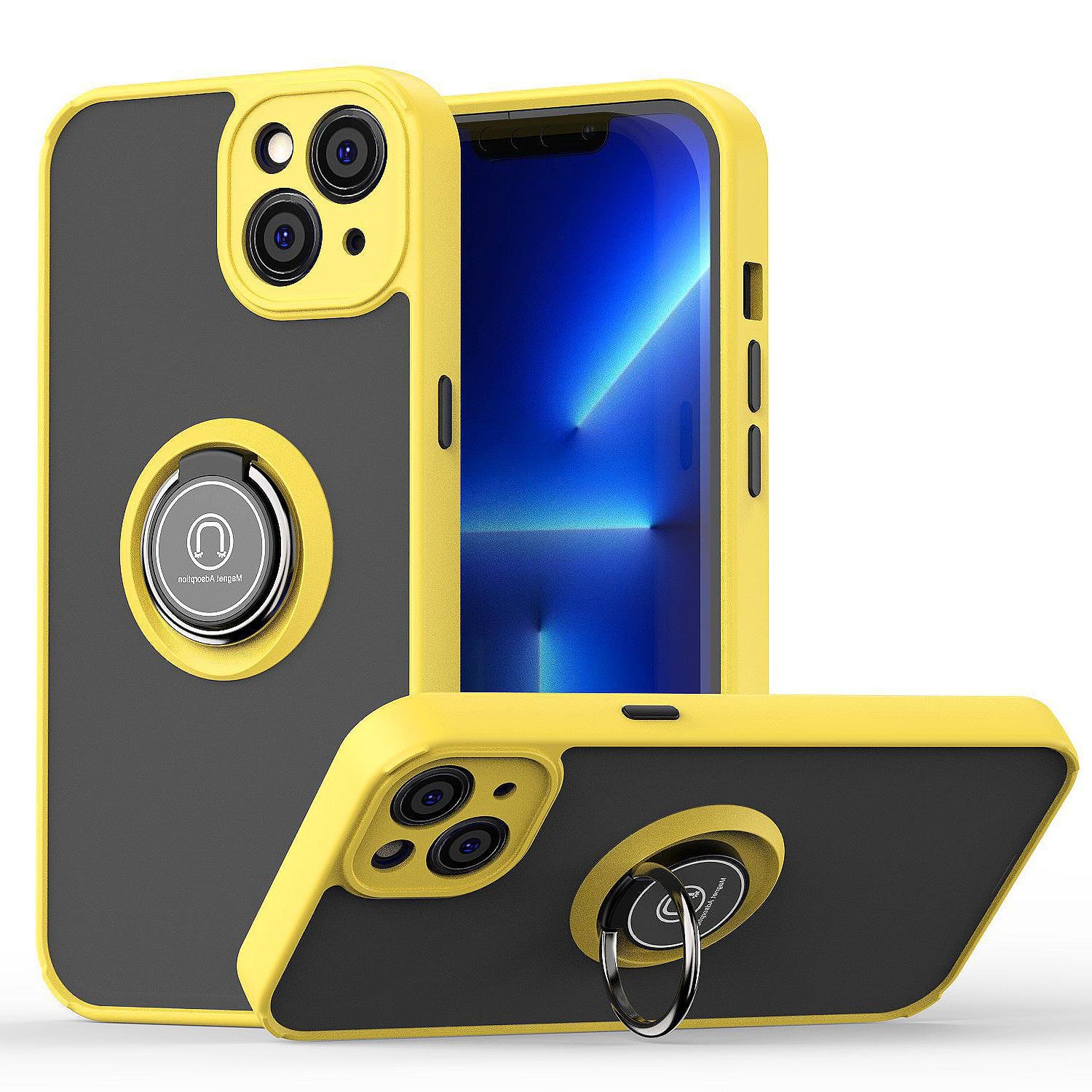 High quality frosted drop proof finger ring holder phone case for iphone 13 14 15 pro max 16 pro car magnetic phone case