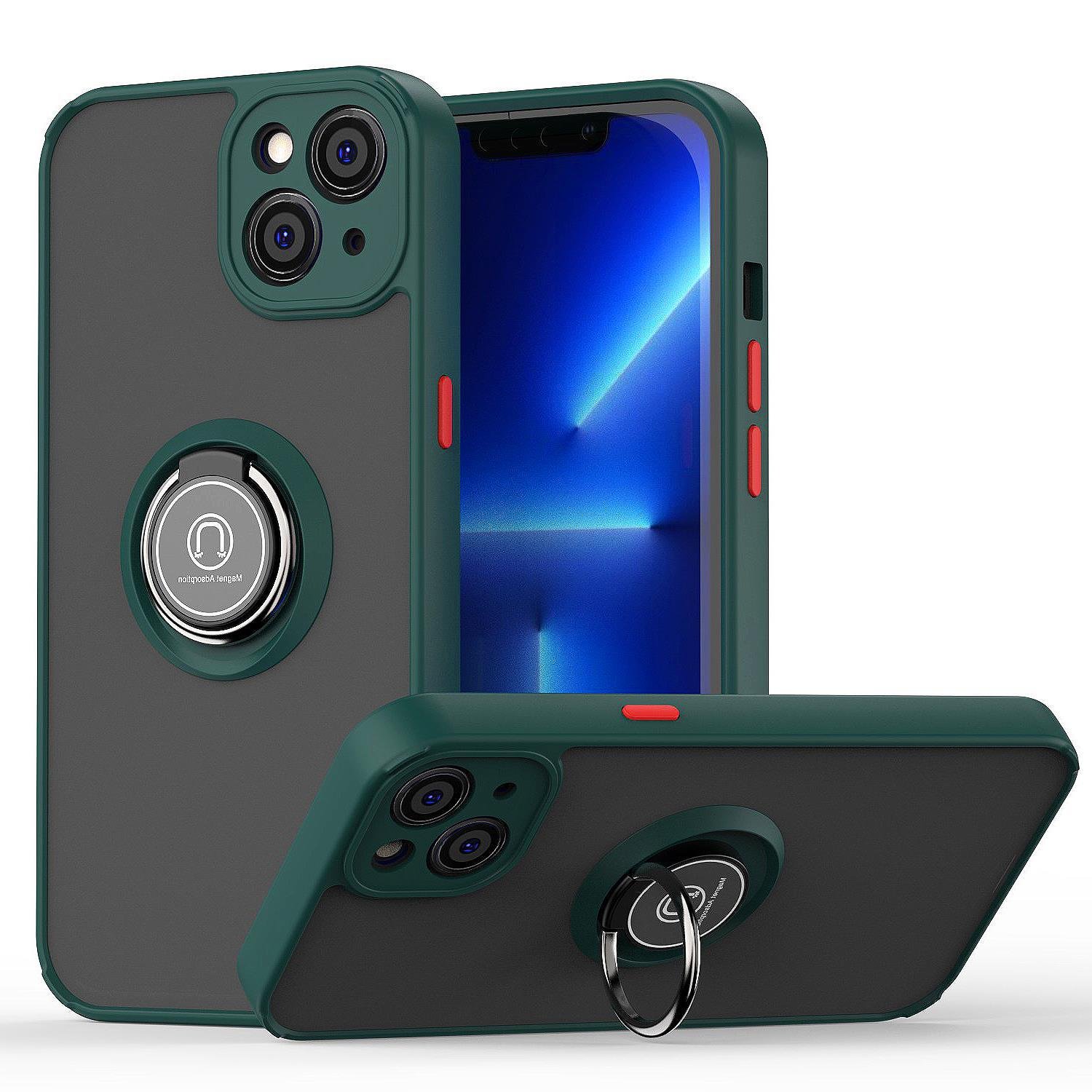 High quality frosted drop proof finger ring holder phone case for iphone 13 14 15 pro max 16 pro car magnetic phone case