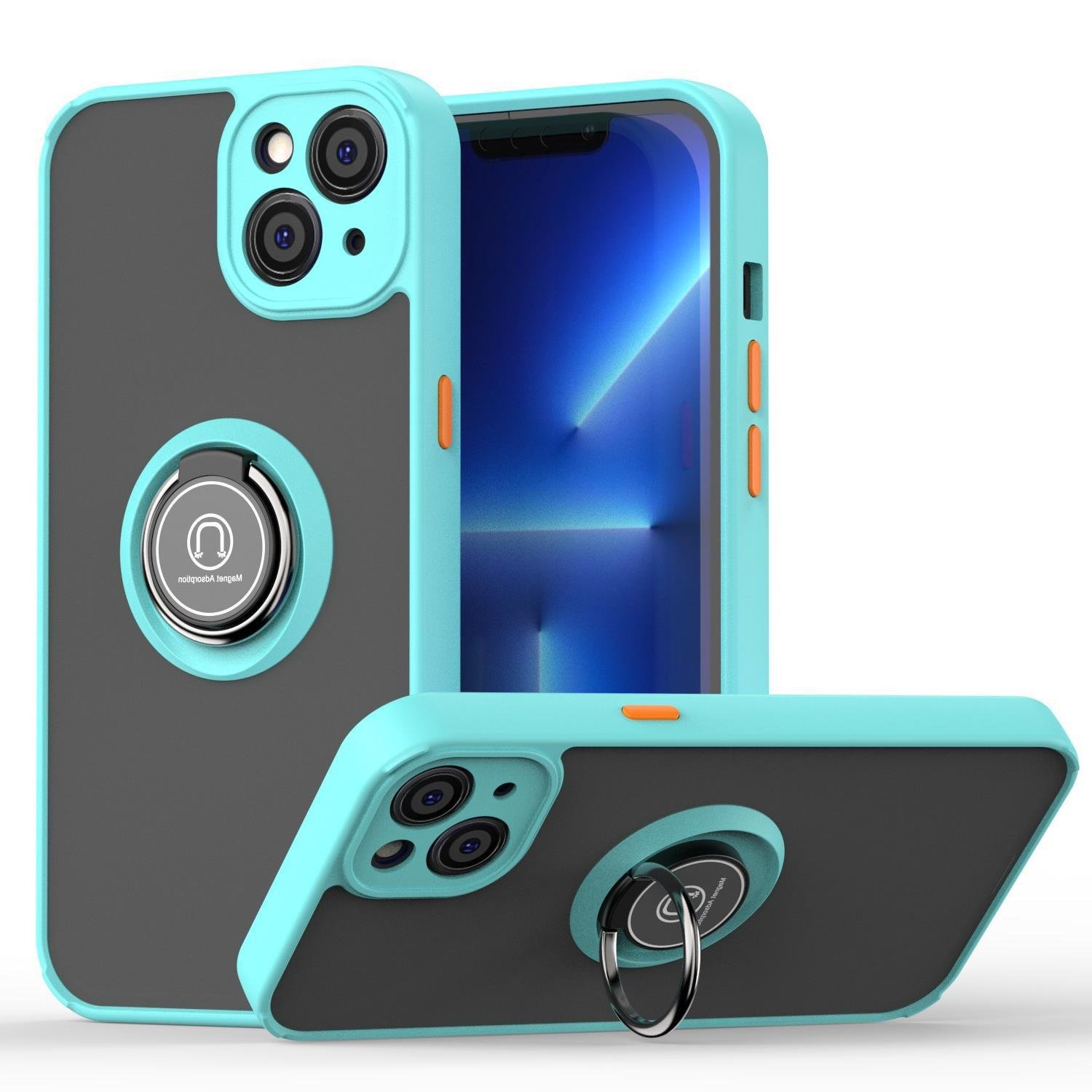High quality frosted drop proof finger ring holder phone case for iphone 13 14 15 pro max 16 pro car magnetic phone case