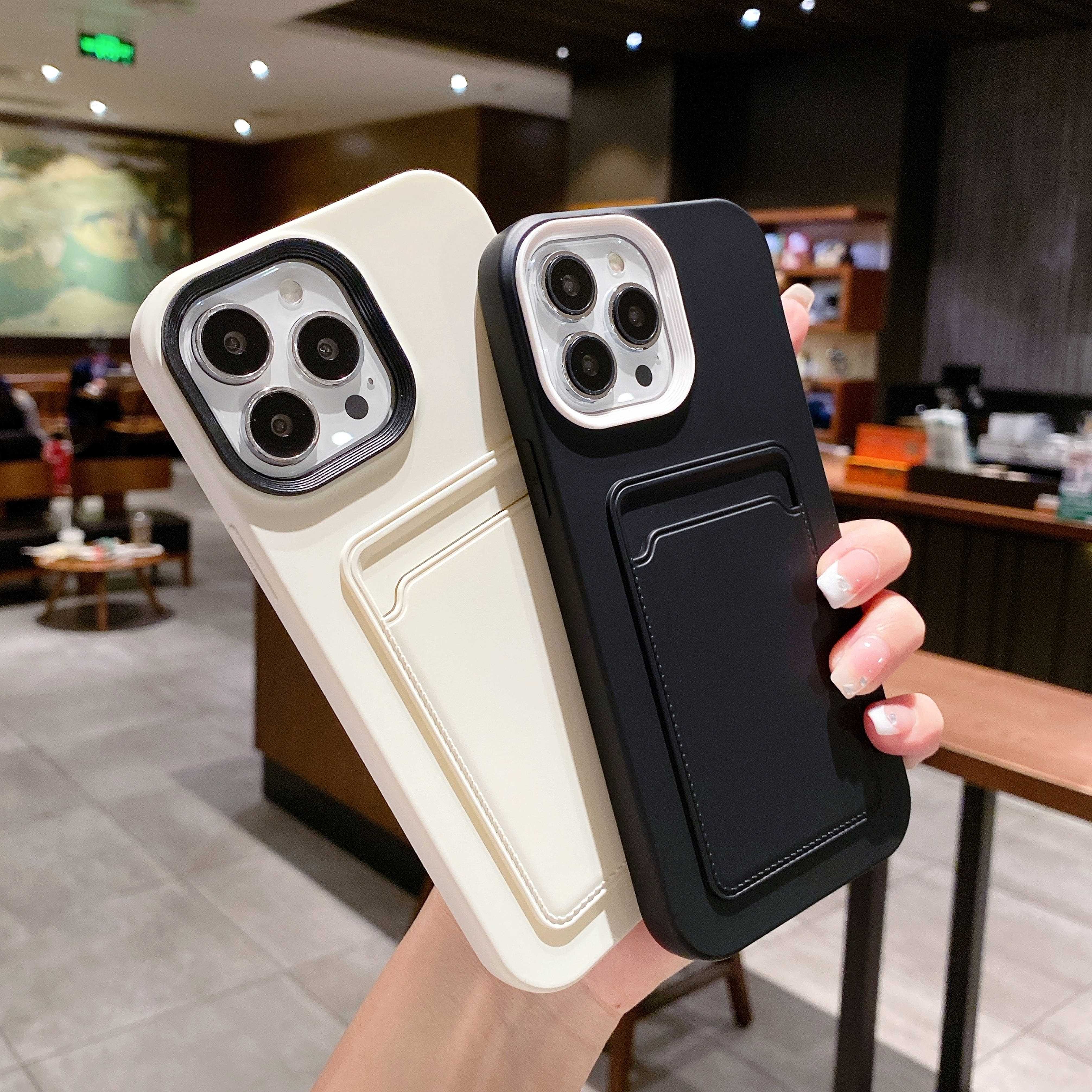 Liquid Skin and Wallet Phone Case for iPhone 7 X/XS 11 12 13 14 15 Pro max-Mobile Phone Cases