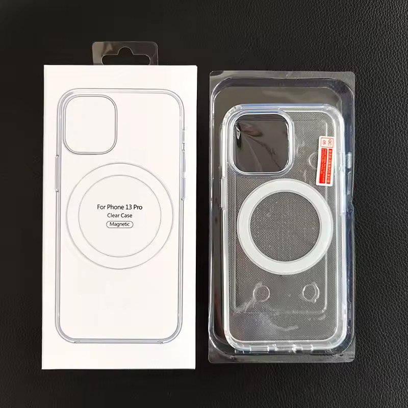 Clear Transparent Shockproof Mobile Phone Case Acrylic Back With Wireless Charging magnetic phone cover for iphone 12 13 15 16