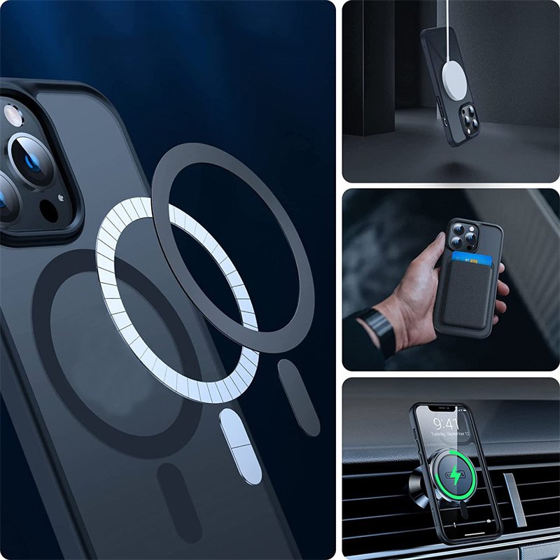 Hot Selling Translucent Matte Magnetic Silicone Hard PC Mobile Phone Cases Wholesale for iPhones 15 Pro Max