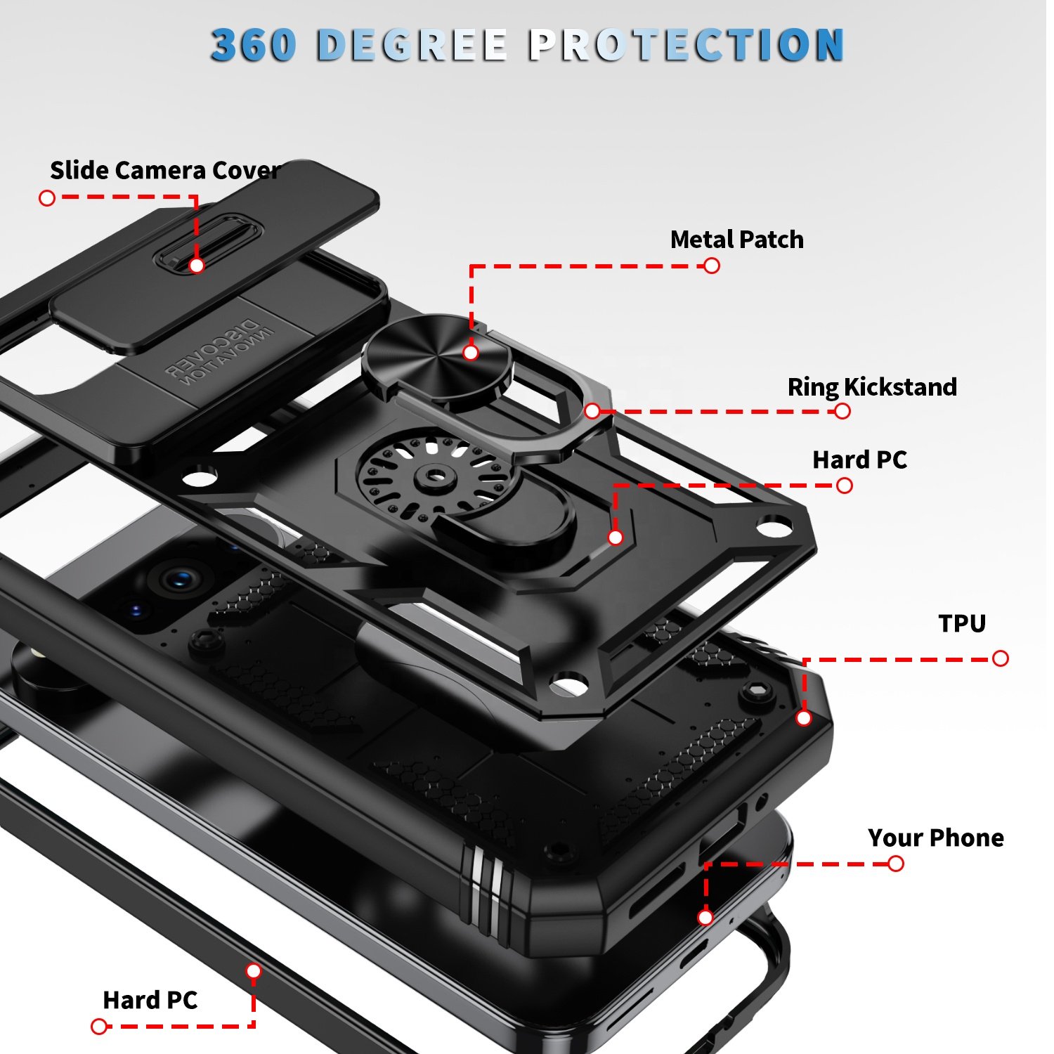 Mobile Phone Cases For Google Pixel 6 7a 8a 9 Pro 5g Smartphone Case With Kickstand Slide Camera Protection Phone Accessories