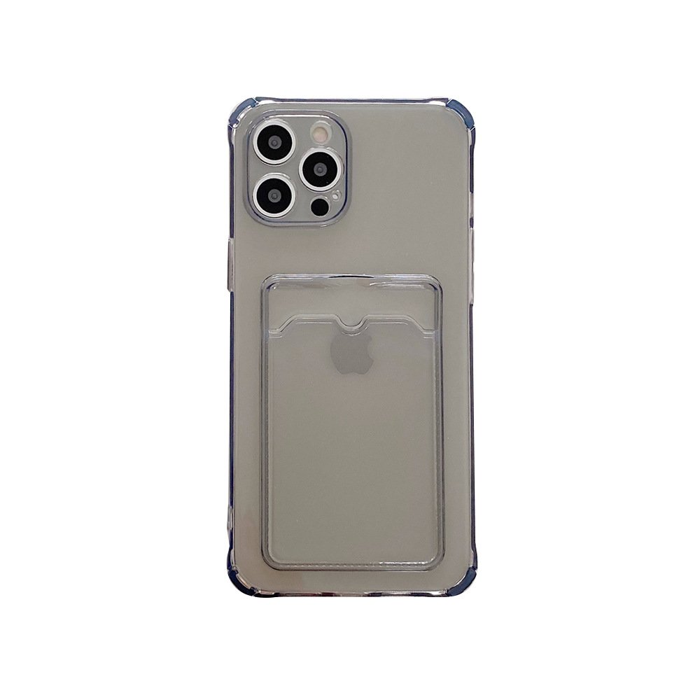 Transparent Card Bag Phone Case For iPhone 16 15 14 13 11 12 Pro Max XR 7 8 Plus Shockproof Soft Bumper Clear Back Fitted Cove