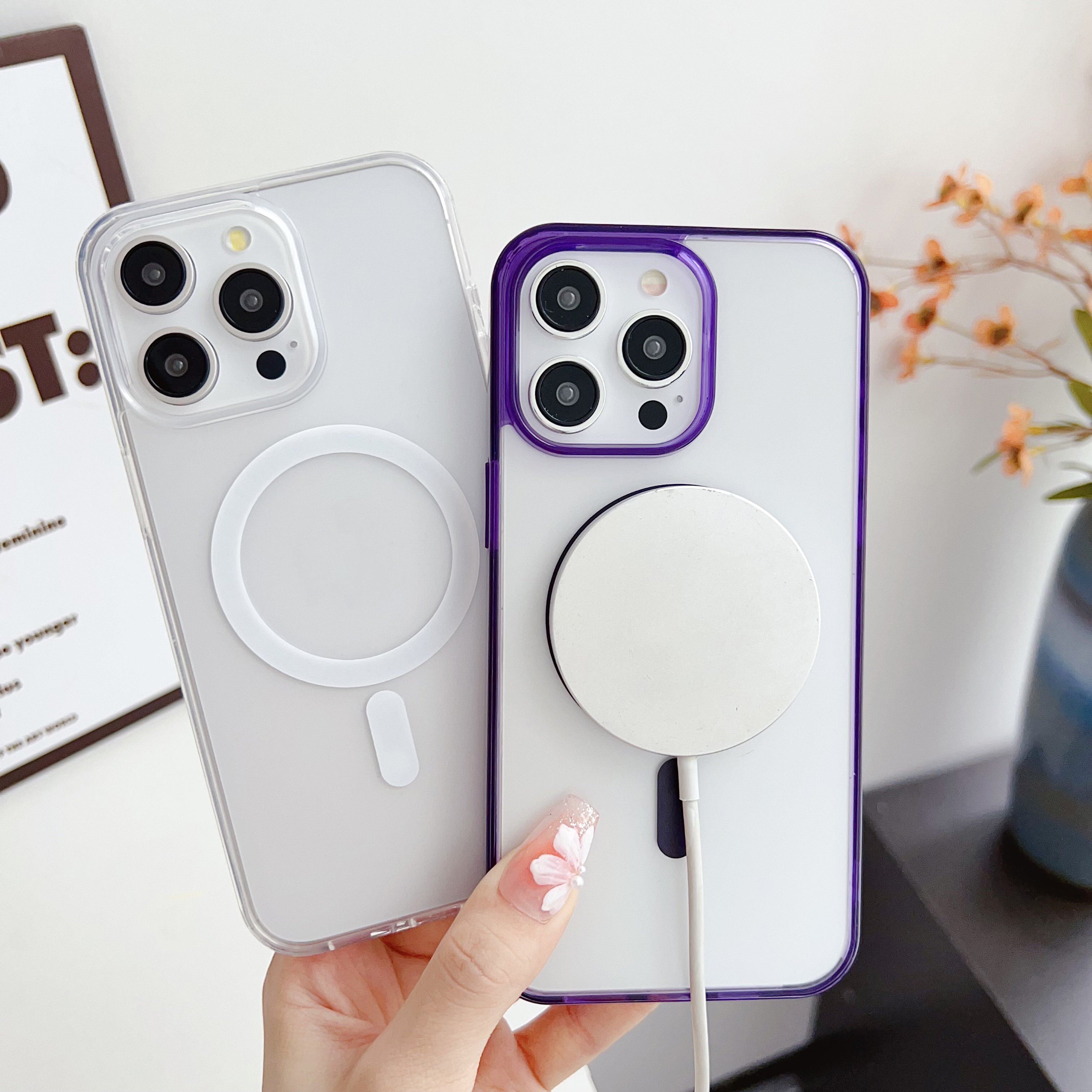 Custom Shockproof Acrylic Phone Cover Case With Color Box Package Transparent Clear Magnetic Phone Case For IPhone 15 14 13 12
