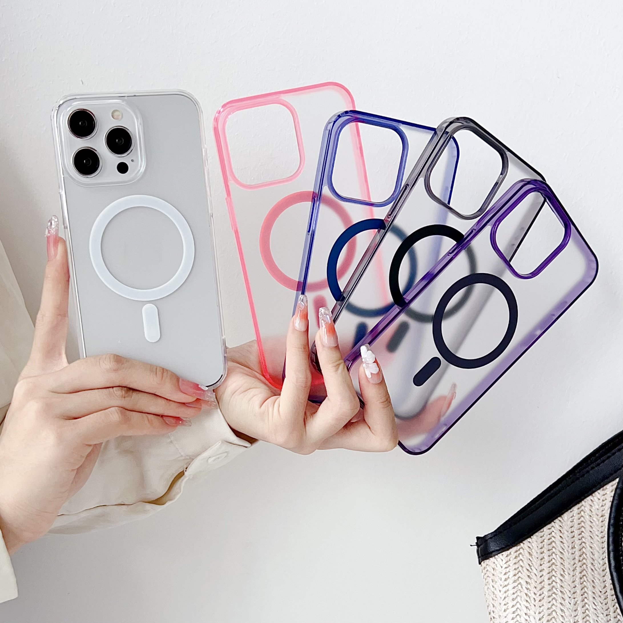 Custom Shockproof Acrylic Phone Cover Case With Color Box Package Transparent Clear Magnetic Phone Case For IPhone 15 14 13 12