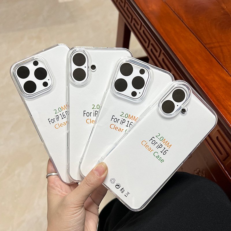 For Iphone 16 Case 2.0mm Transparent Shockproof Soft Tpu Mobile Cell Phone Case For Iphone 16 Plus Pro Max