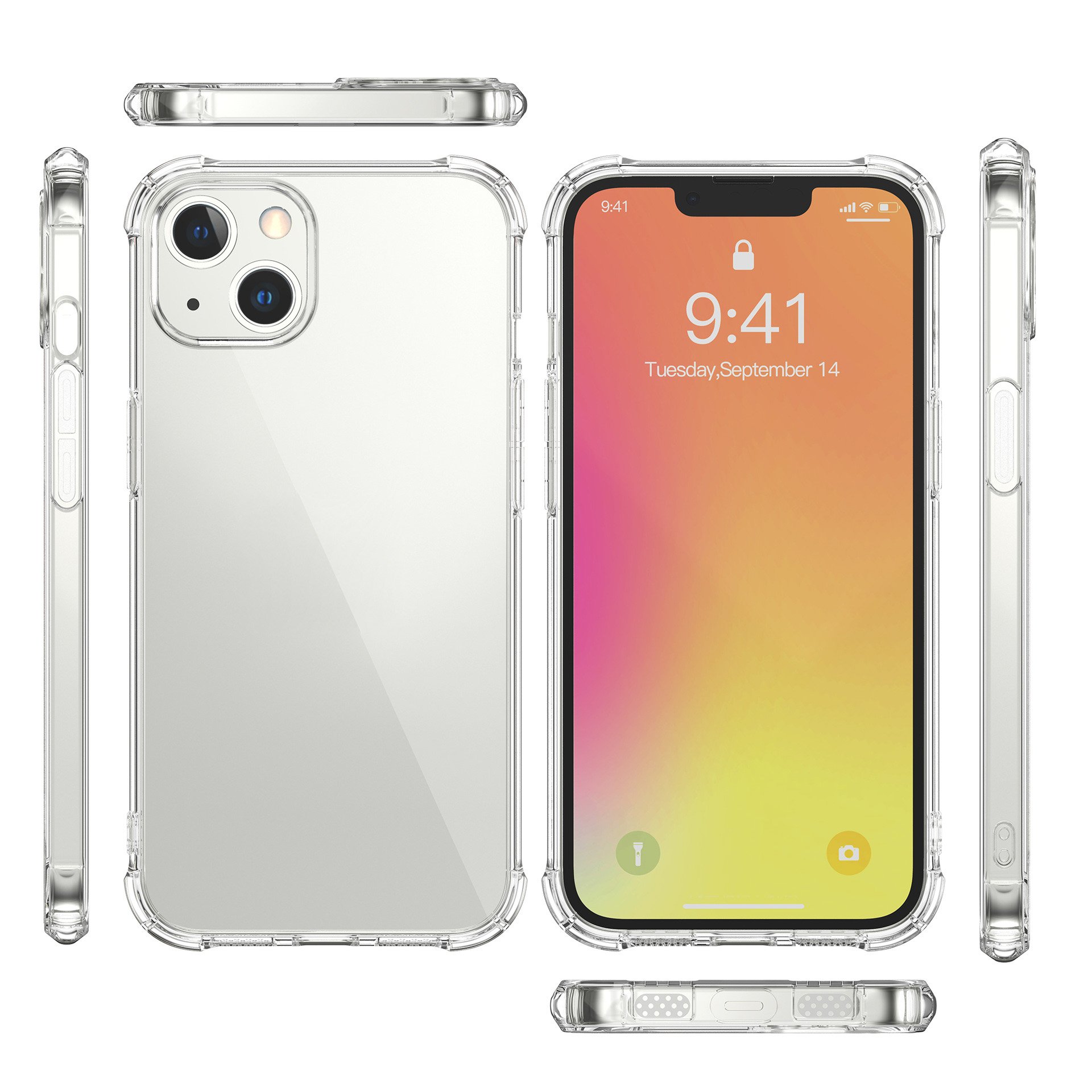 Crystal Clear Shock Absorption Protective mobilephone Silicone TPU Cover Shockproof phone Case for for iPhone 15 Pro Max 16 Pro