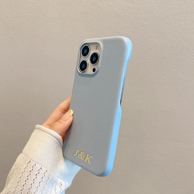 Personalized Initials Company Luxury Vegan Leather Case for Apple iPhone 15 14 13 12 11 Pro Max Plus Custom Monogram Cover