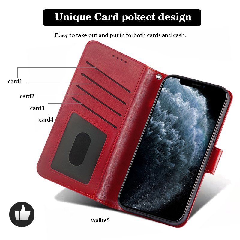 Wallet Flip Cover Mobile Phone Case for iPhone 12 13 Mini 14 15 Plus 16 Pro Max With Leather Card Holder Bag