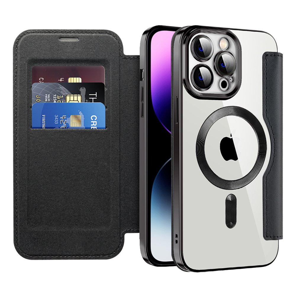 Luxury premium PU leather Flip Cover TPU phone case with Wallet Card Holder Magnetic safe funda case for iPhone 16 15 Pro Max