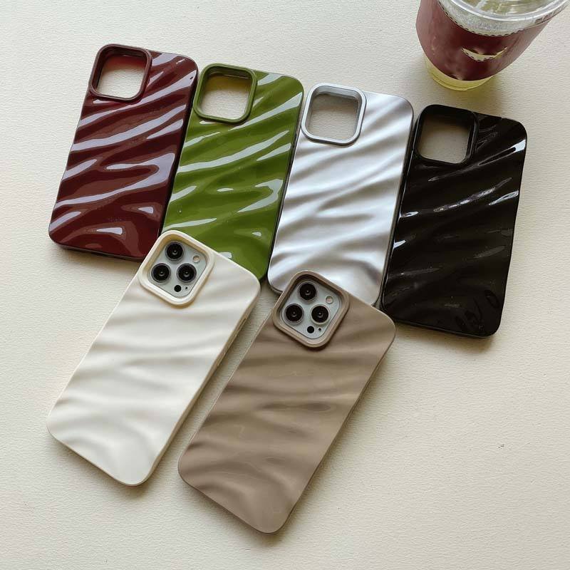 Newest Gloss Jelly Color Cellphone Back Cover Fold Wave Style Shockproof Tpu Mobile Phone Case For Iphone 15ProMax 14pro