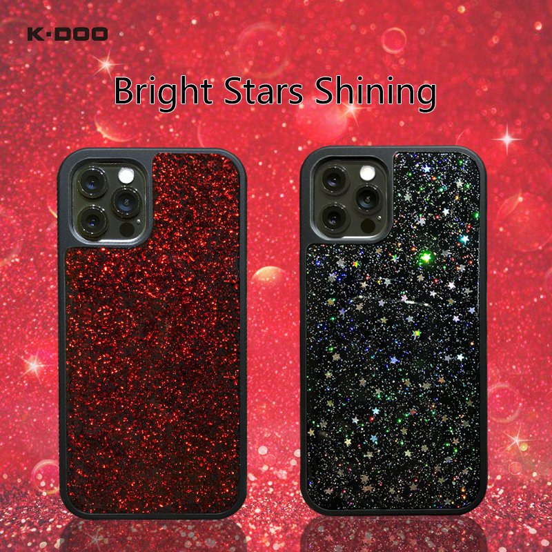 K-Doo Flash foil papers shining blingbling mobile phone case protective shockproof clear for iphone12/12mini/12pro/12promax