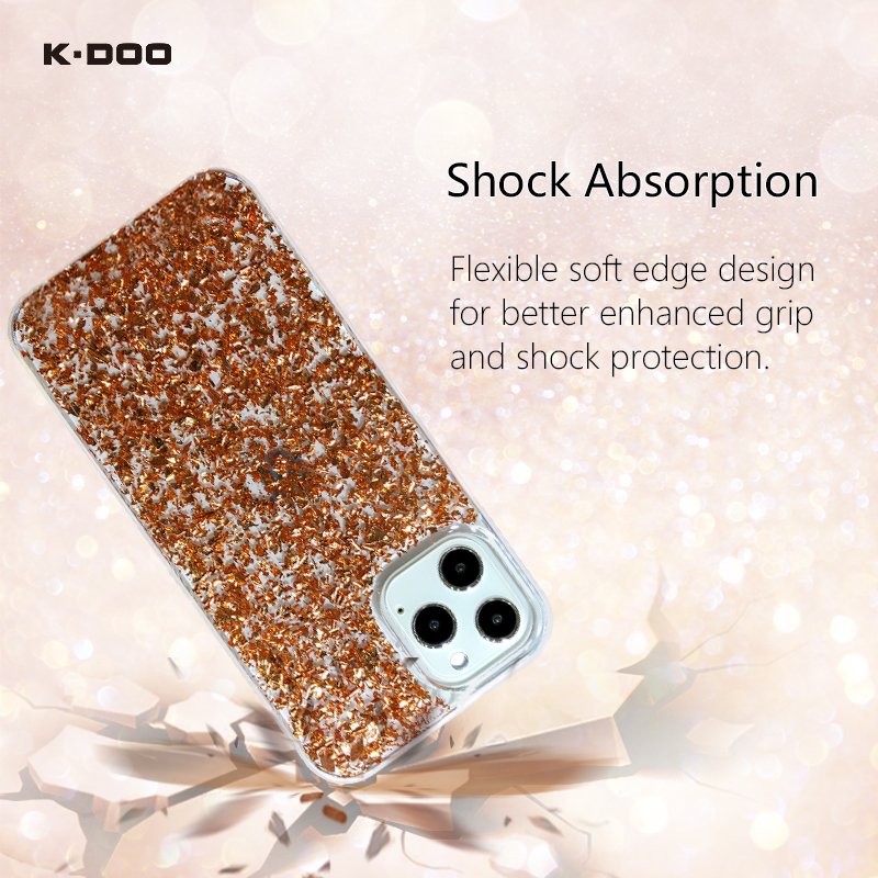 K-Doo Flash foil papers shining blingbling mobile phone case protective shockproof clear for iphone12/12mini/12pro/12promax