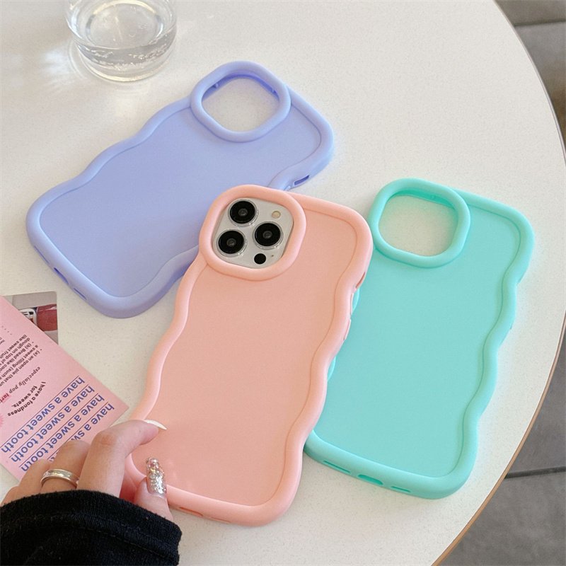 Candy Color Wavy Phone Case For iPhone 15 Pro Max 14 13 12 11 Xs Xr Shockproof Soft TPU Silicone Mobile Back Cover
