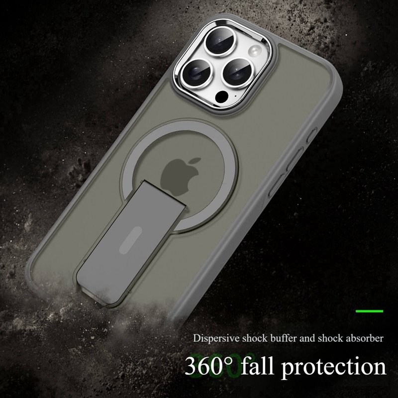 Frosted Magnetic Charging Mobile Phone Case for iPhone11 12 13 14 15 Series New Hidden Bracket Fingerprint Prevention Bracket